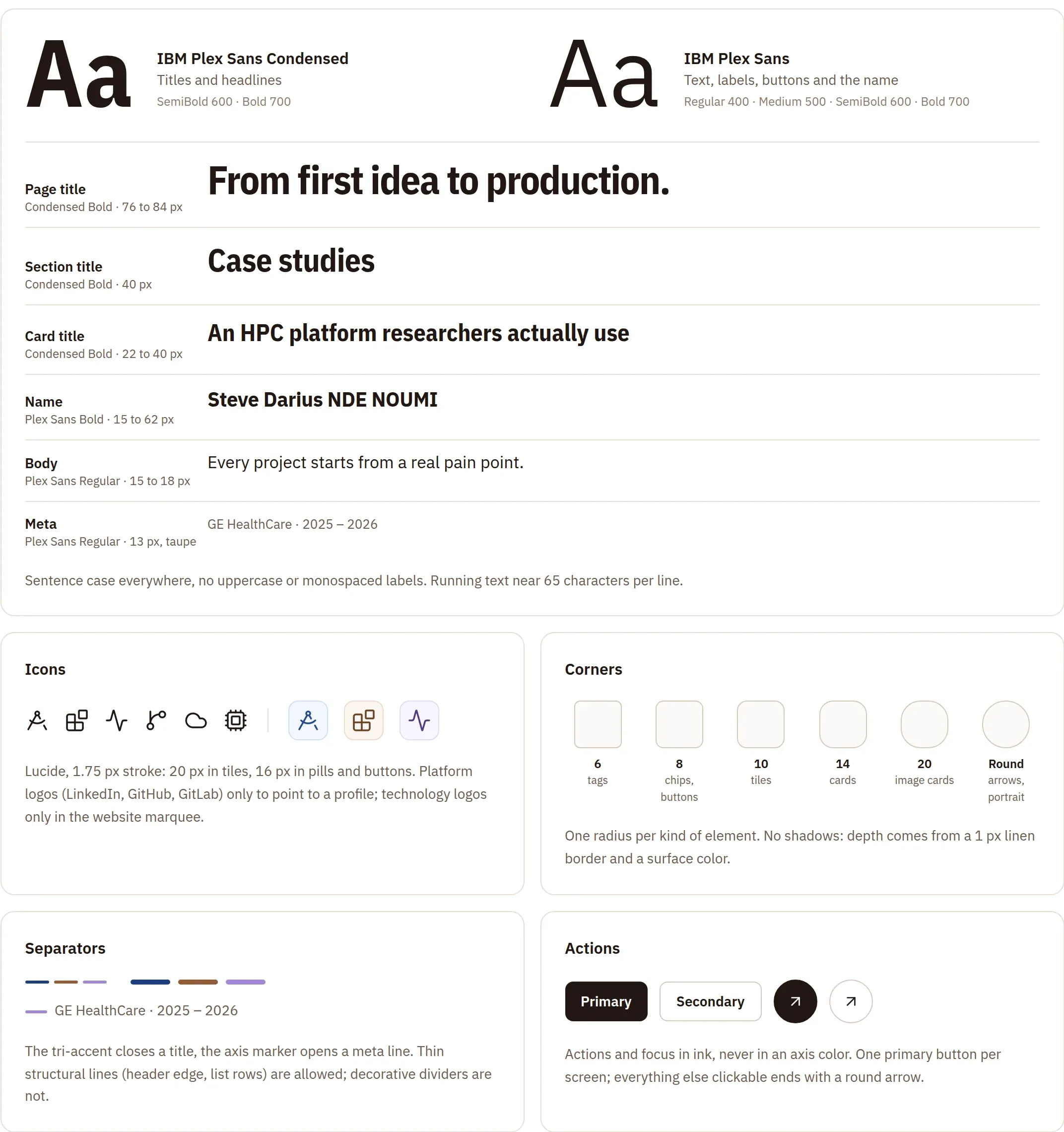 IBM Plex Sans Condensed and IBM Plex Sans, shapes and the tri-accent